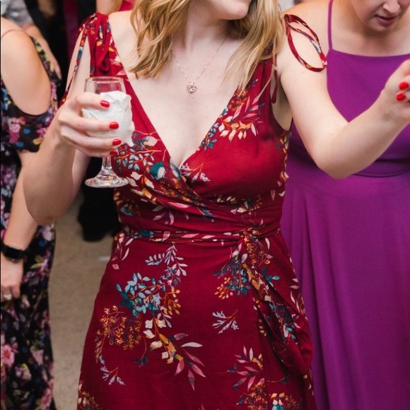 Amal Burgundy Floral Print Wrap Maxi Dress - Picture 4 of 5